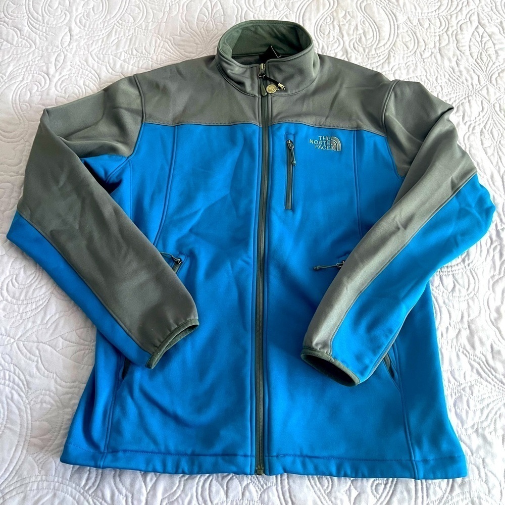 The North Face Men’s Blue and Grey Full-Zip Fleece Jacket Size Large